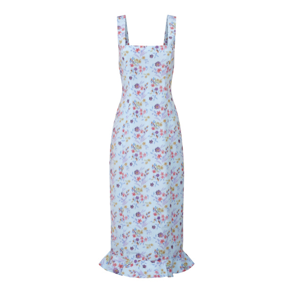 Markarian gown with romantic neckline and structured silhouette