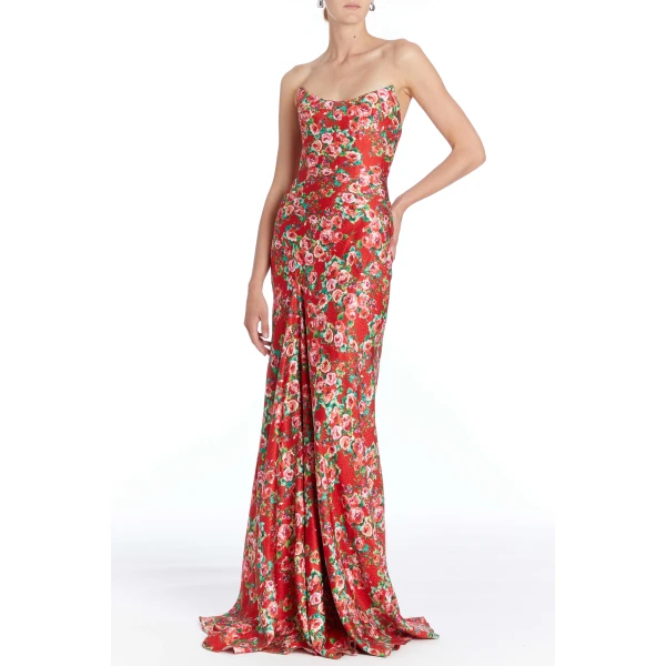 Markarian dresses with romantic neckline and structured silhouette
