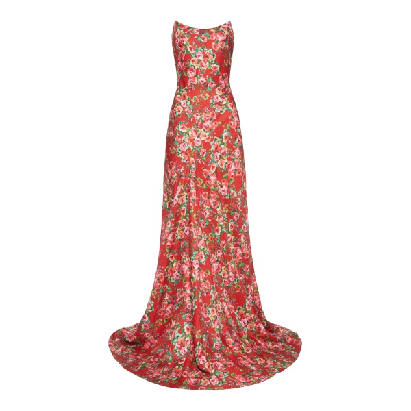 Markarian gown with romantic neckline and structured silhouette