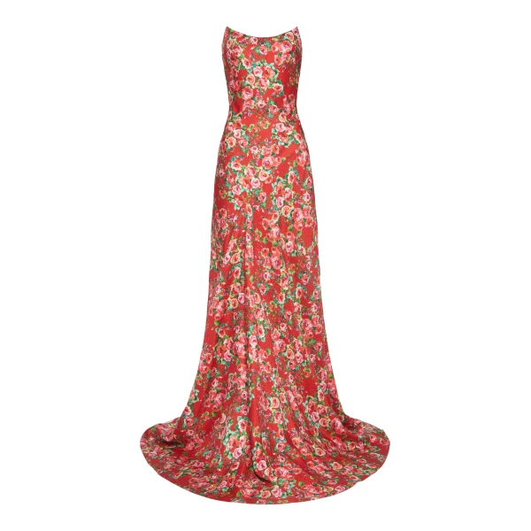 Markarian gown with romantic neckline and structured silhouette