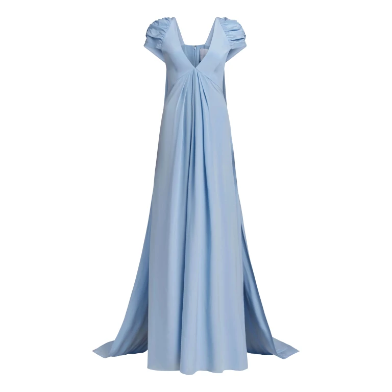 Markarian gown with romantic neckline and structured silhouette