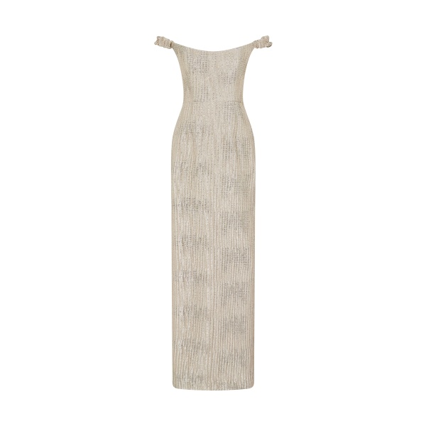 Markarian gown with romantic neckline and structured silhouette