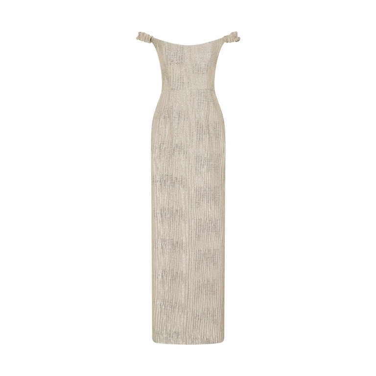 Markarian gown with romantic neckline and structured silhouette