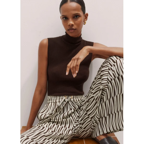 Me + Em Barely There Rib High Neck Tank – luxury British Brown in Me and Em exclusively at Luxury Shoes 