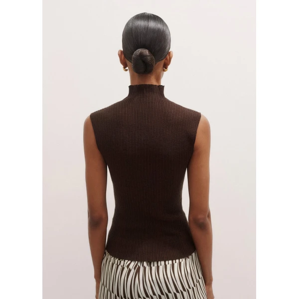 Me and Em Barely There Rib High Neck Tank – luxury British Brown in Me and Em exclusively at Luxury Shoes 