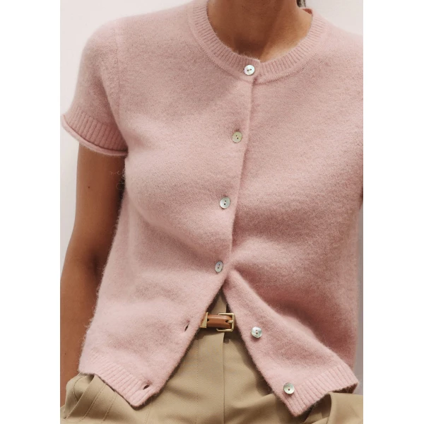 Me + Em Button-Through Knit Baby Tee – luxury British Pink in Me and Em exclusively at Luxury Shoes 