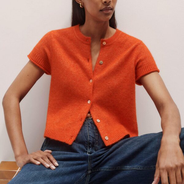 Me + Em Button-Through Knit Baby Tee – luxury British Orange in Me and Em exclusively at Luxury Shoes 