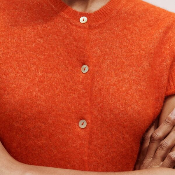 Me + Em Button-Through Knit Baby Tee – luxury British Orange in Me and Em exclusively at Luxury Shoes 