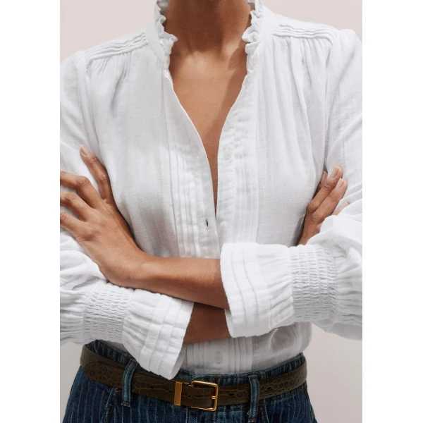 Me and Em Cheesecloth Pleat Detail Blouse – luxury British White in Me and Em exclusively at Luxury Shoes 