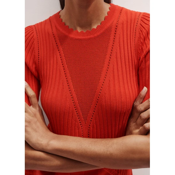Me and Em Conceal + Reveal Lace Knit Maxi Dress – luxury British Red in Me and Em exclusively at Luxury Shoes 