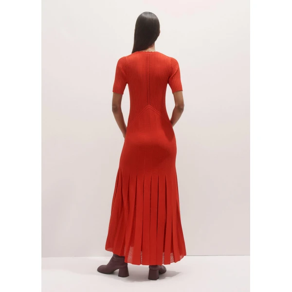 Me and Em Conceal + Reveal Lace Knit Maxi Dress – luxury British Red in Me and Em exclusively at Luxury Shoes 