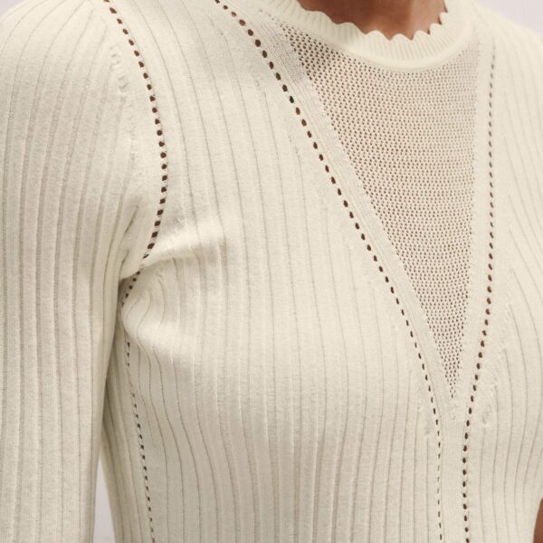 Me and Em Conceal + Reveal Lace Knit Slim Tee – luxury British Ivory in Me and Em exclusively at Luxury Shoes 