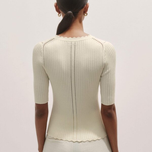 Me and Em Conceal + Reveal Lace Knit Slim Tee – luxury British Ivory in Me and Em exclusively at Luxury Shoes 