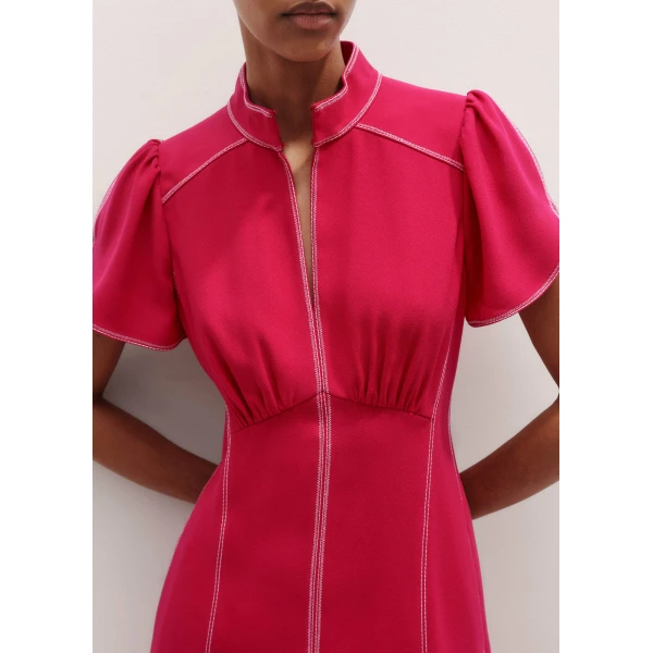 Me and Em Contrast Stitch Midi Dress – luxury British Pink in Me and Em exclusively at Luxury Shoes 