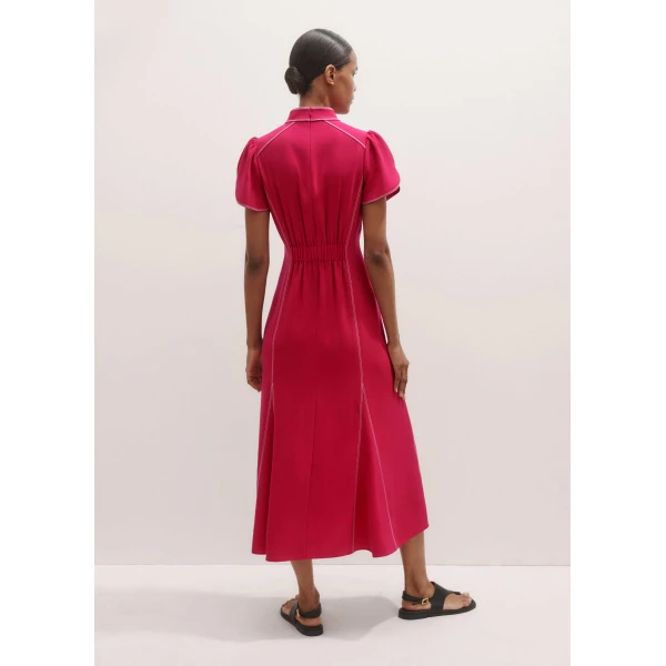 Me + Em Contrast Stitch Midi Dress – luxury British Pink in Me and Em exclusively at Luxury Shoes 