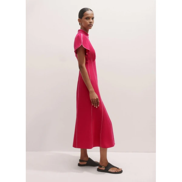 Me and Em Contrast Stitch Midi Dress – luxury British Pink in Me and Em exclusively at Luxury Shoes 