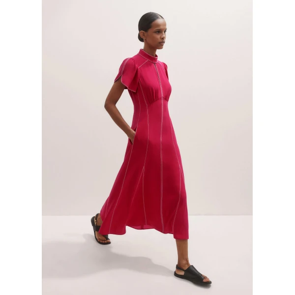 Me and Em Contrast Stitch Midi Dress – luxury British Pink in Me and Em exclusively at Luxury Shoes 