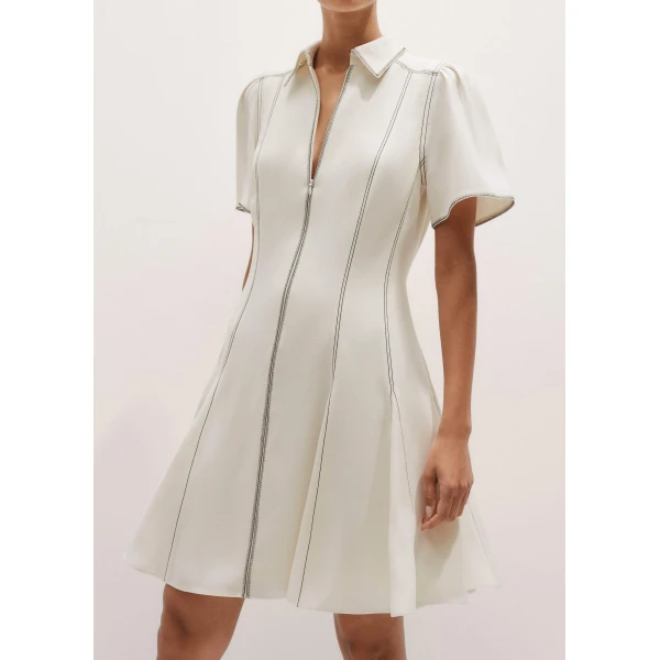 Me + Em Contrast Stitch Mini Dress – luxury British Ivory in Me and Em exclusively at Luxury Shoes 