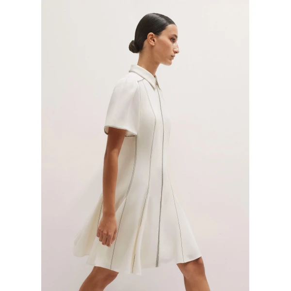 Me and Em Contrast Stitch Mini Dress – luxury British Ivory in Me and Em exclusively at Luxury Shoes 