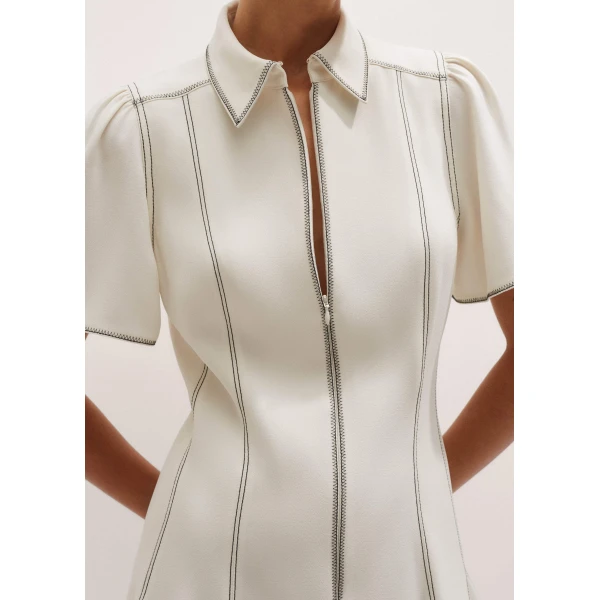 Me + Em Contrast Stitch Mini Dress – luxury British Ivory in Me and Em exclusively at Luxury Shoes 