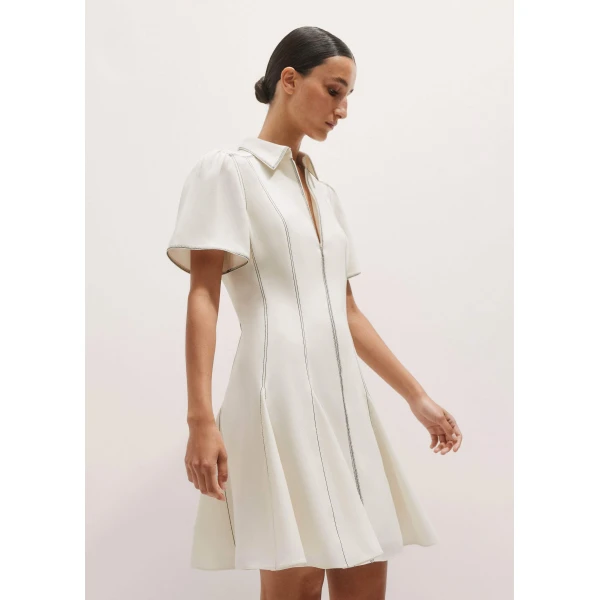 Me and Em Contrast Stitch Mini Dress – luxury British Ivory in Me and Em exclusively at Luxury Shoes 