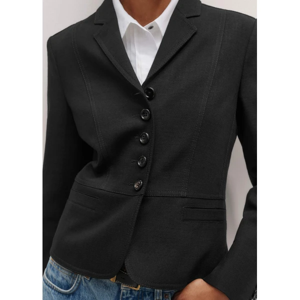 Me + Em Contrast Topstitch Short Fitted Blazer – luxury British Black in Me and Em exclusively at Luxury Shoes 