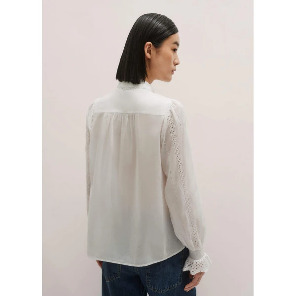 Me and Em Cotton Broderie Detail Straight Shirt – luxury British White in Me and Em exclusively at Luxury Shoes 