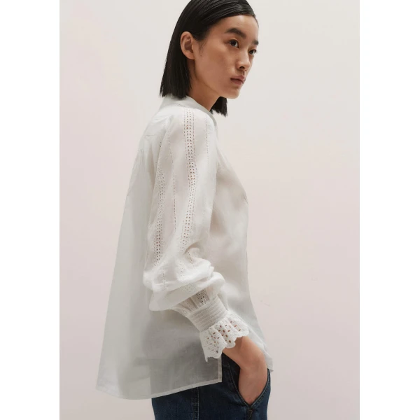Me + Em Cotton Broderie Detail Straight Shirt – luxury British White in Me and Em exclusively at Luxury Shoes 