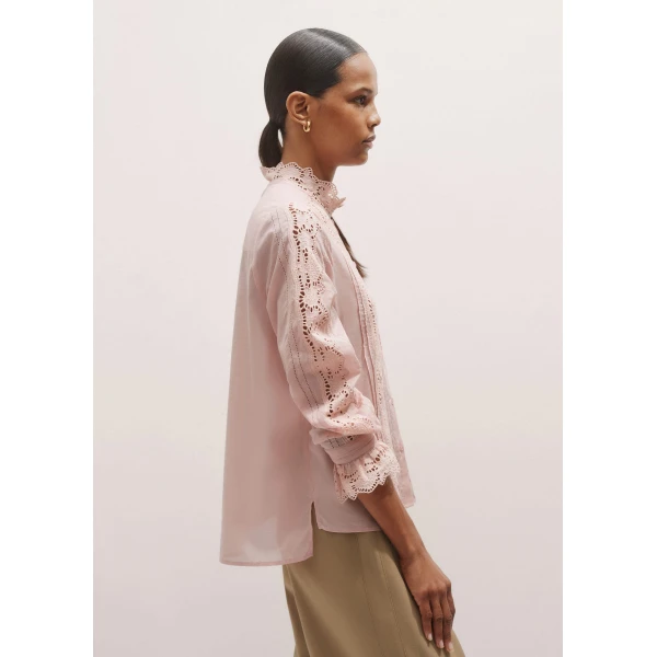 Me + Em Cotton Embroidery Detail Straight Blouse – luxury British Pink in Me and Em exclusively at Luxury Shoes 
