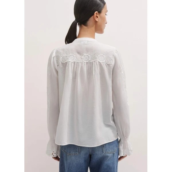 Me + Em Cotton Voile Floral Embroidery Blouse – luxury British White in Me and Em exclusively at Luxury Shoes 