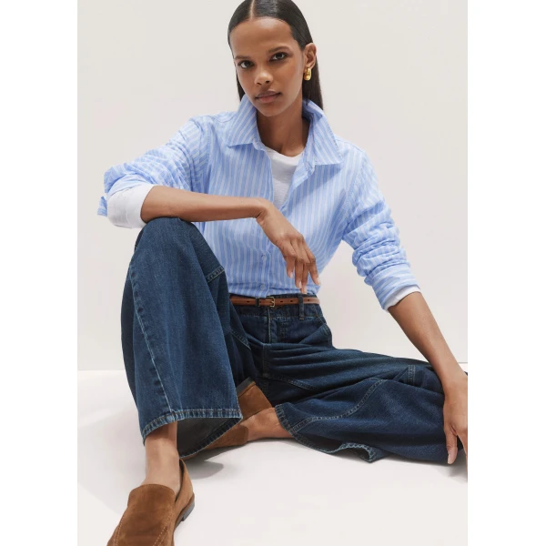 Me + Em Cotton Voile Relaxed Forever Stripe Shirt – luxury British Blue in Me and Em exclusively at Luxury Shoes 