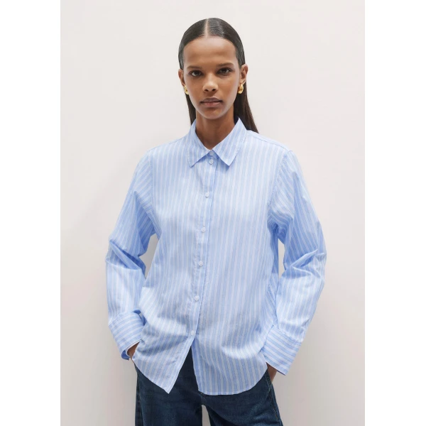 Me and Em Cotton Voile Relaxed Forever Stripe Shirt – luxury British Blue in Me and Em exclusively at Luxury Shoes 
