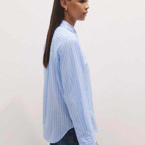 Me and Em Cotton Voile Relaxed Forever Stripe Shirt – luxury British Blue in Me and Em exclusively at Luxury Shoes 