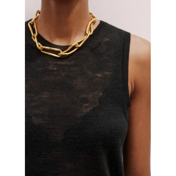 Me and Em Crew Neck Knit Tank – luxury British Black in Me and Em exclusively at Luxury Shoes 