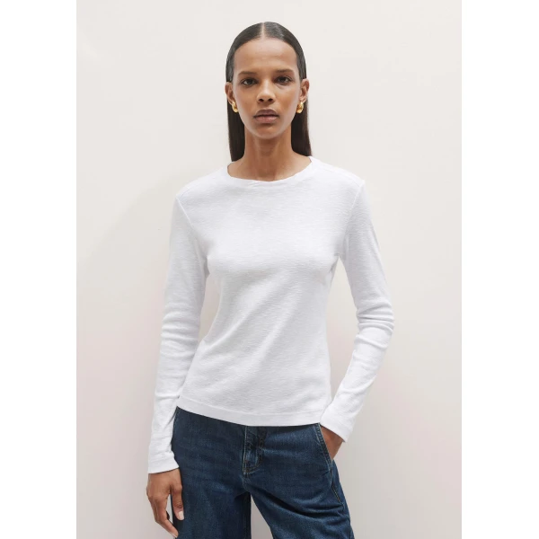 Me + Em Crew Neck Long Sleeve Tee – luxury British White in Me and Em exclusively at Luxury Shoes 