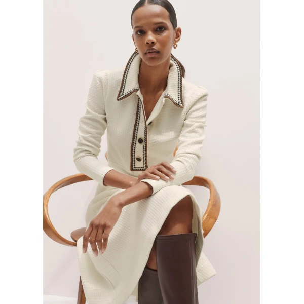 Me + Em Crochet Trim Fit And Flare Midi Dress – luxury British Ivory in Me and Em exclusively at Luxury Shoes 