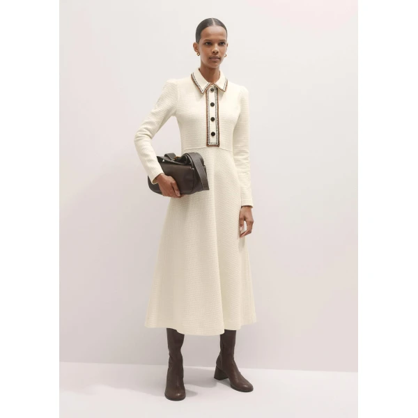 Me + Em Crochet Trim Fit And Flare Midi Dress – luxury British Ivory in Me and Em exclusively at Luxury Shoes 