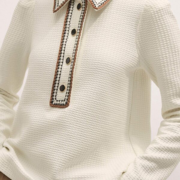 Me and Em Crochet Trim Textured Swing Top – luxury British Ivory in Me and Em exclusively at Luxury Shoes 
