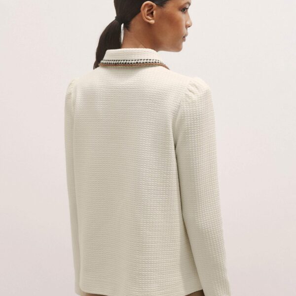 Me and Em Crochet Trim Textured Swing Top – luxury British Ivory in Me and Em exclusively at Luxury Shoes 