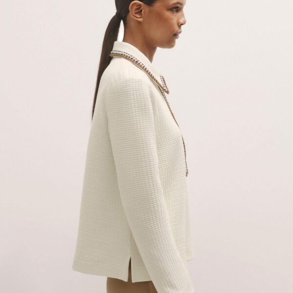 Me + Em Crochet Trim Textured Swing Top – luxury British Ivory in Me and Em exclusively at Luxury Shoes 