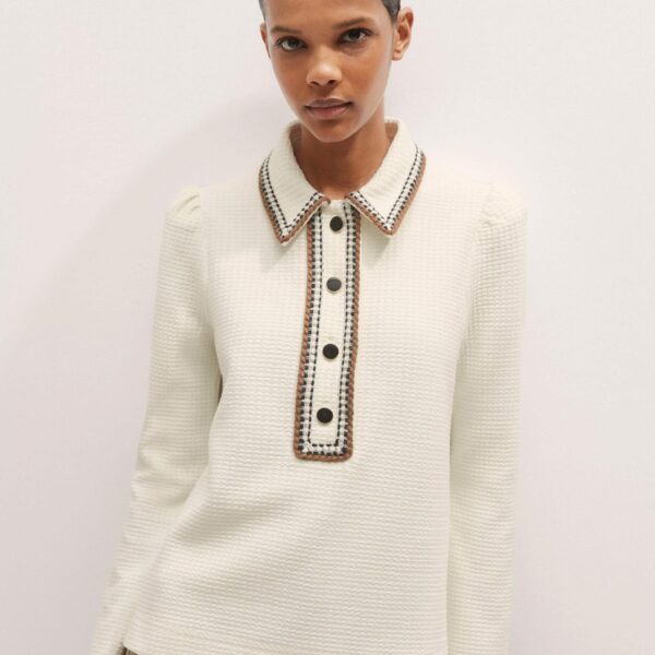 Me and Em Crochet Trim Textured Swing Top – luxury British Ivory in Me and Em exclusively at Luxury Shoes 
