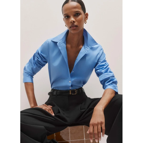 Me + Em Curved Hem Straight Shirt – luxury British Blue in Me and Em exclusively at Luxury Shoes 