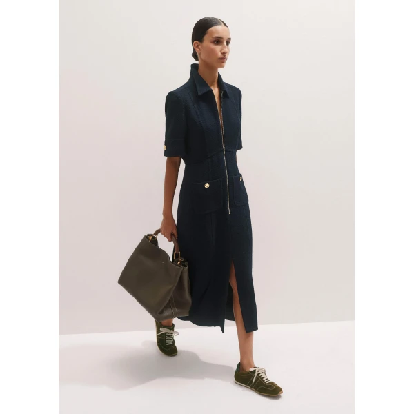 Me + Em Day-To-Evening Textured Maxi Dress – luxury British Blue in Me and Em exclusively at Luxury Shoes 