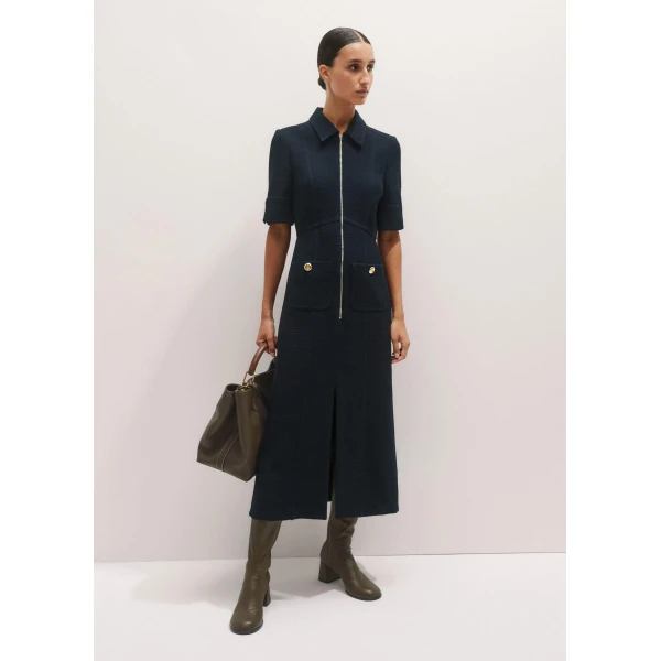 Me + Em Day-To-Evening Textured Maxi Dress – luxury British Blue in Me and Em exclusively at Luxury Shoes 