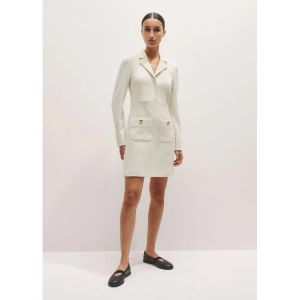 Me + Em Day-To-Evening Textured Mini Dress – luxury British Ivory in Me and Em exclusively at Luxury Shoes 