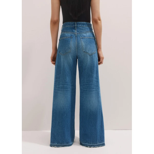 Me + Em Distressed Ultimate Wide-Leg Jean – luxury British Blue in Me and Em exclusively at Luxury Shoes 