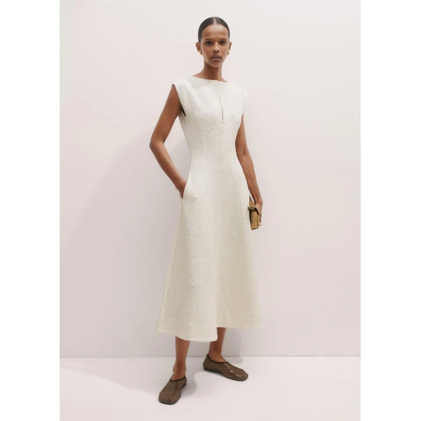 Me + Em Floral Jacquard Midi Dress – luxury British Ivory in Me and Em exclusively at Luxury Shoes 