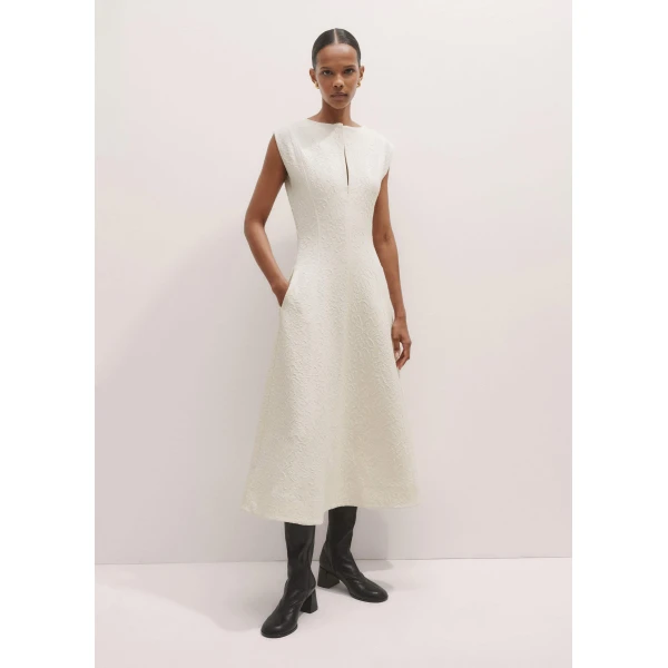 Me and Em Floral Jacquard Midi Dress – luxury British Ivory in Me and Em exclusively at Luxury Shoes 