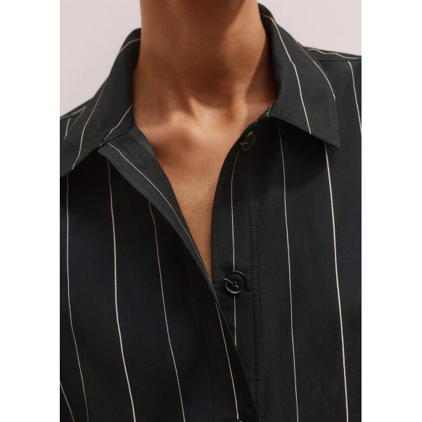 Me and Em Fluid Crop Pinstripe Shirt – luxury British Black in Me and Em exclusively at Luxury Shoes 