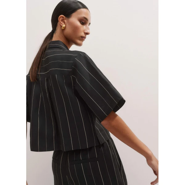 Me and Em Fluid Crop Pinstripe Shirt – luxury British Black in Me and Em exclusively at Luxury Shoes 